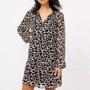 Loft tiered swing animal print dress large